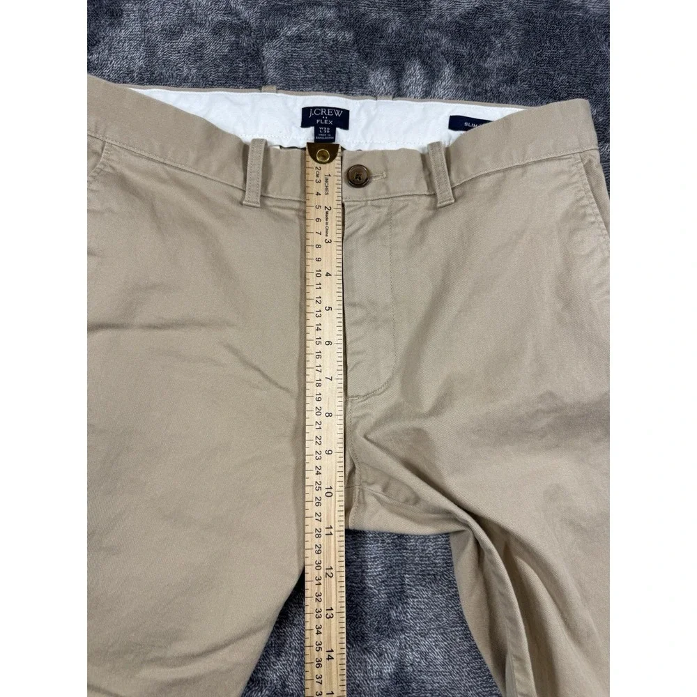 J.Crew Men's FLEX Chino Pants Size 30x30 Tan Khaki Polyester SLIM FIT